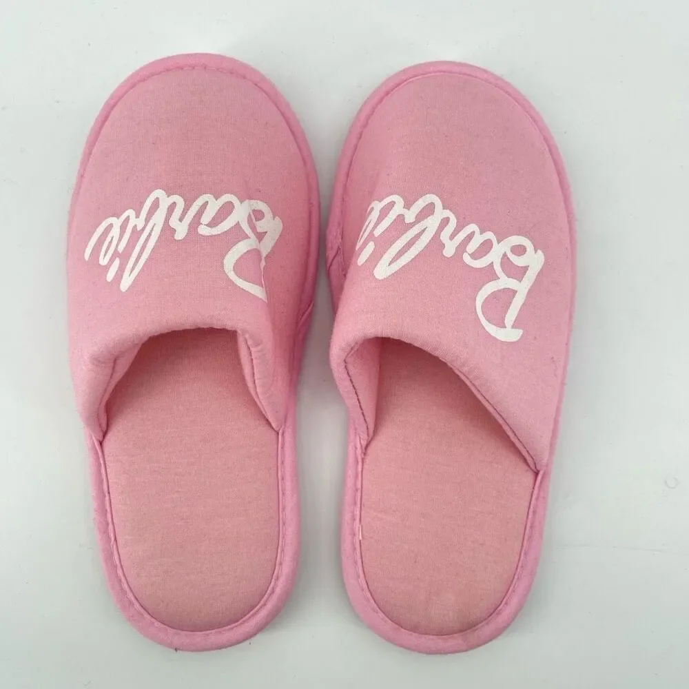 Barbie Girls Pink Plush Logo Slippers EU 34 / US 3